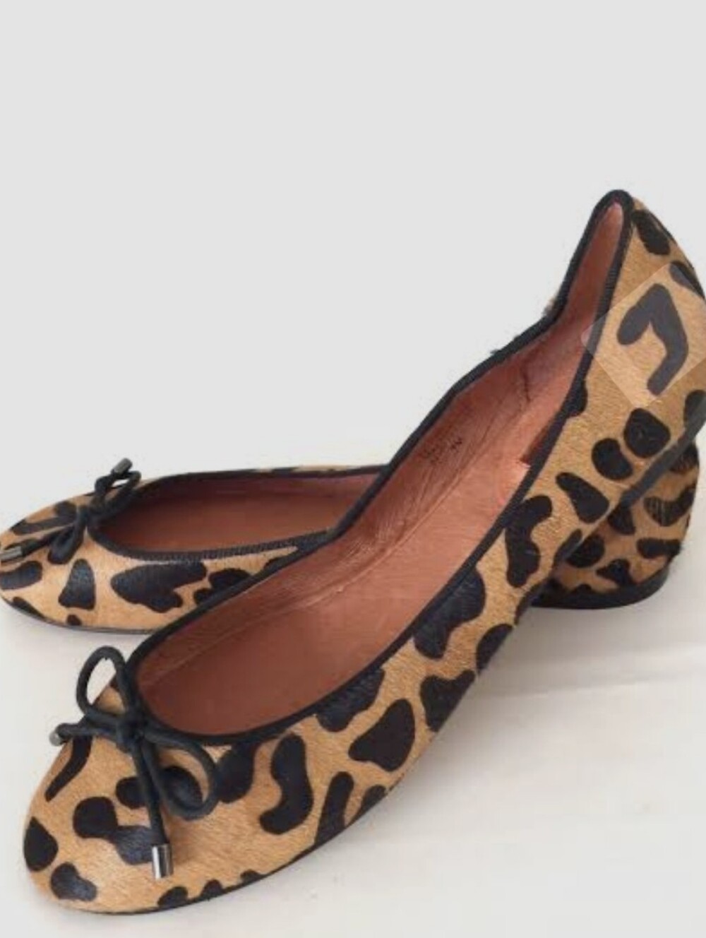 Halogen| Leopard Print REAL Fur Ballet Flats with Bow Sz9.5